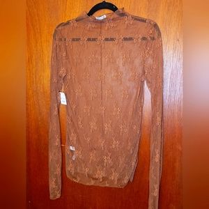 Free People Brown Lace Top